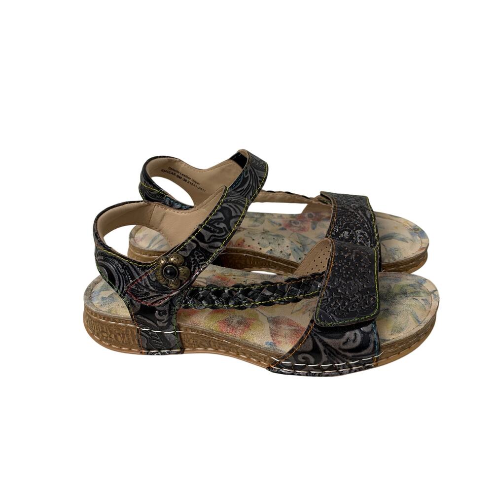 LArtiste Sandals Womens Size 8 Popular Wedge Floral Leather Artsy 38